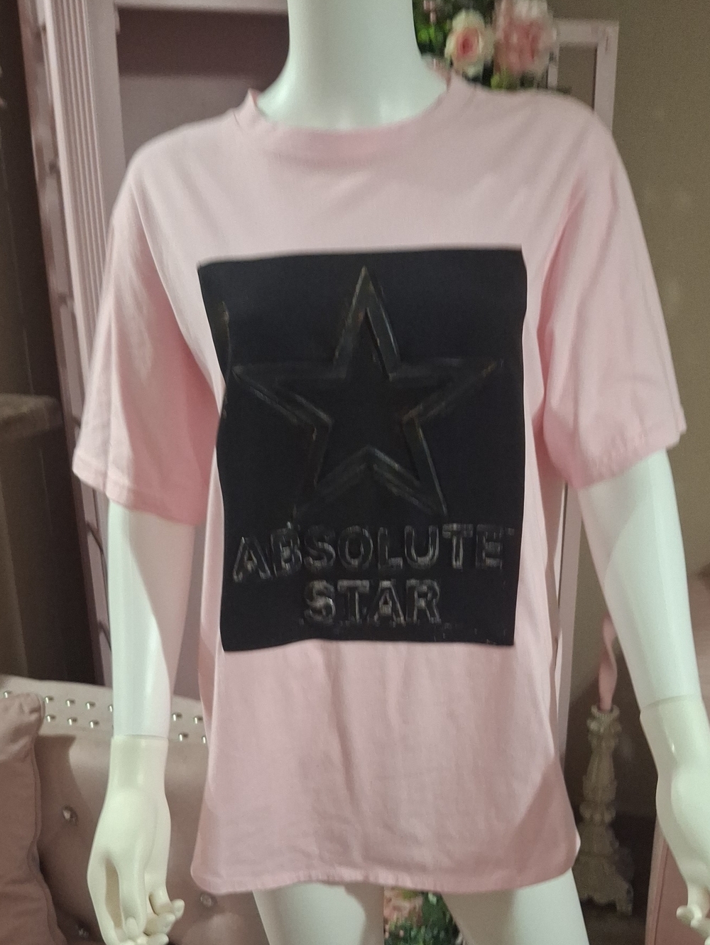 Argonaut Absolute Star Pink Graphic Tee Zipper Accents Size M LIKE NEW